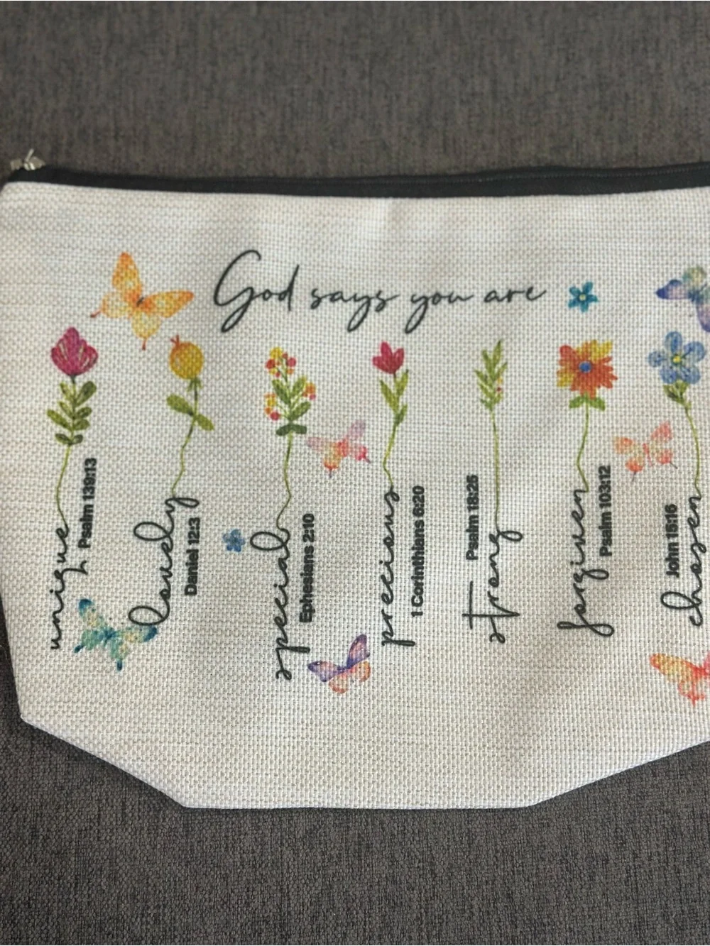 Set Of 2 Floral 'God Says You Are' Makeup Bag Zip Pouch, Christian Gifts